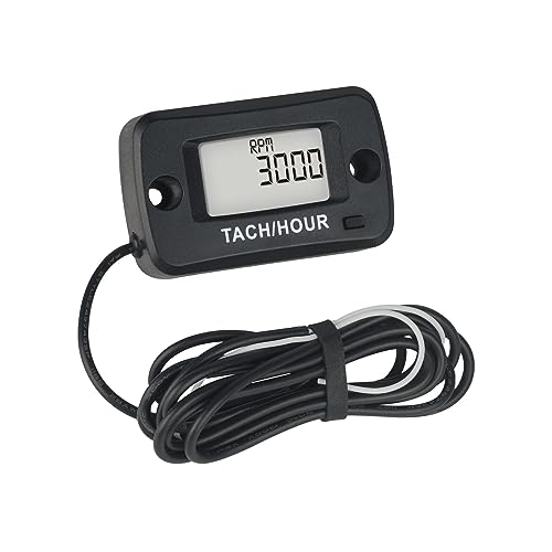 NInE-ROnG NR-HM019R Wasserdichtes Digitales LCD Stundenzähler Tachometer Wartungszähler für Benzinmotoren, Paramotoren, Kettensägen, Generatoren, Mähmaschinen, Modellboote von NInE-ROnG