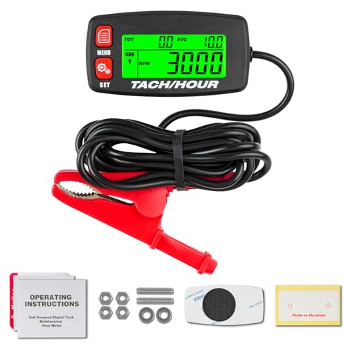 NInE-ROnG Selbstversorgter Tacho/Stundenzähler mit Krokodilklemme, keine Drahtwicklung erforderlich, eingebaute austauschbare Batterie, einstellbare Hintergrundbeleuchtung, wasserdichter Tachometer von NInE-ROnG