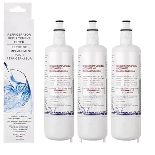 1–5 Stück Ersatzfilter For Kühlschrank-Wasserfilter, Kompatibel Mit LG, LT700P, Kompatibel Mit ADQ36006101 LFX28968ST LFXS30766S 9690(3pcs) von NJIRGOXS