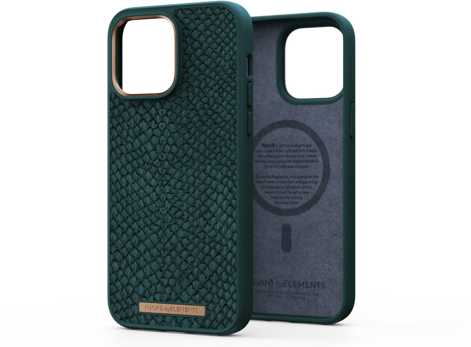 Salmon Leather Case "Jörd" für iPhone 14 Pro Max dunkelgrün von NJORD byELEMENTS