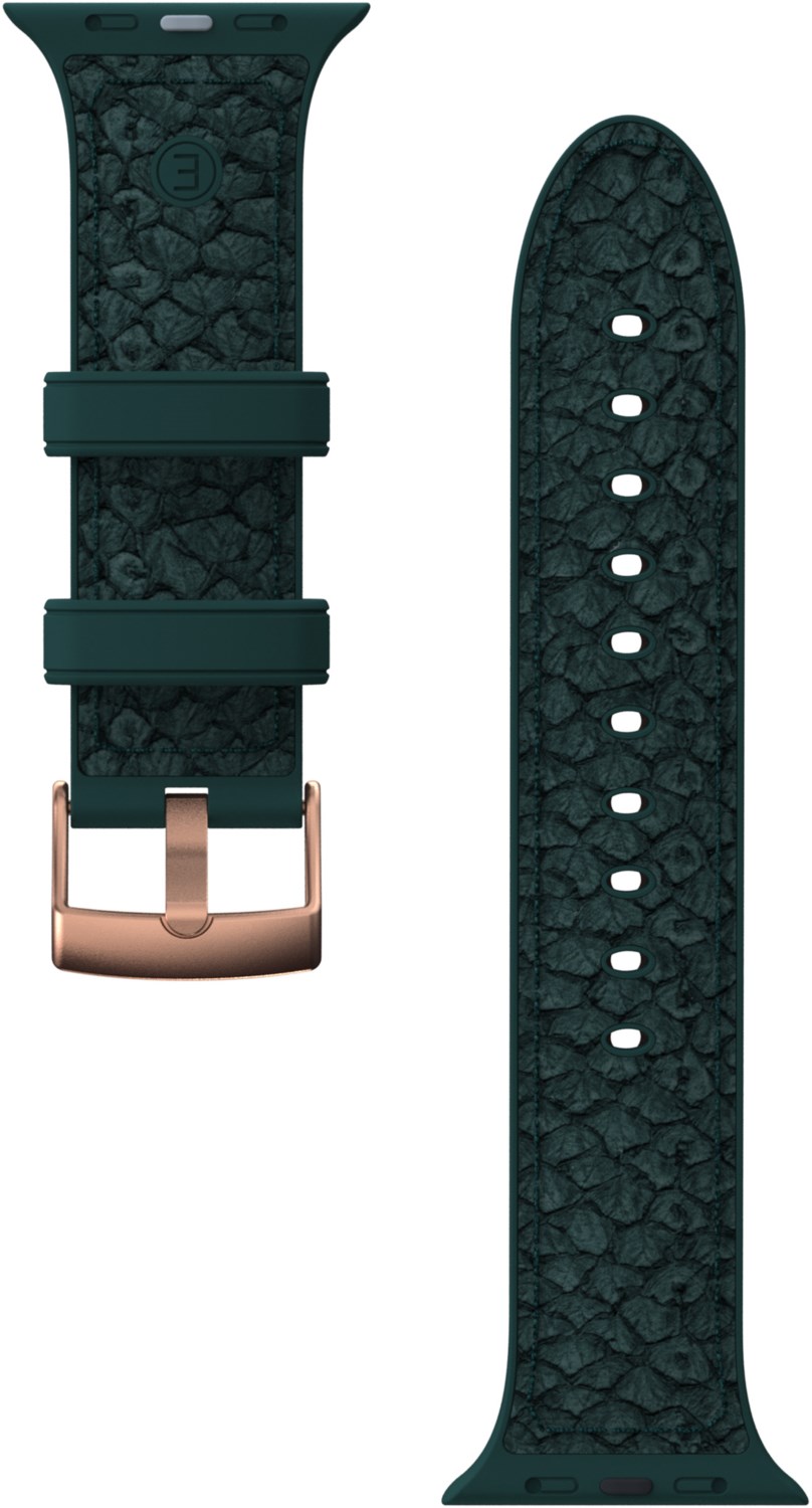 Salmon Leather Watch Strap "Jörd" für Apple Watch (44mm) dunkelgrün von NJORD byELEMENTS