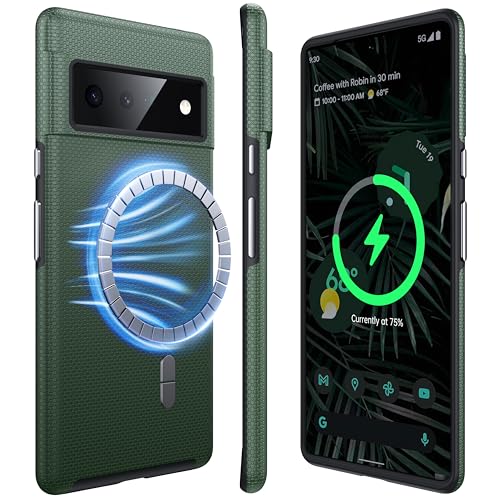 NJROW Starker Magnetisch für Google Pixel 6 Pro Hülle Kompatibel mit MagSafe [2024 Neu] [Dual Layer Schutzhülle] [Militärisch Stoßfest] Robuste Handyhülle für Google Pixel 6 Pro Case Dünn, Waldgrün von NJROW
