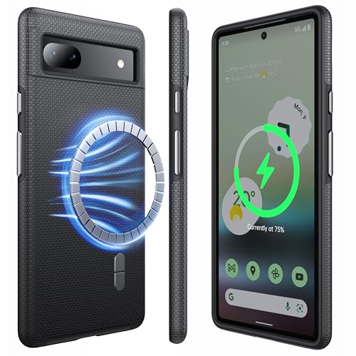 NJROW Starker Magnetisch für Google Pixel 6a Hülle Kompatibel mit MagSafe [2024 Neu] [Dual Layer Schutzhülle] [Militärisch Stoßfest] Robuste Handyhülle für Google Pixel 6a Case Dünn, Schwarz von NJROW