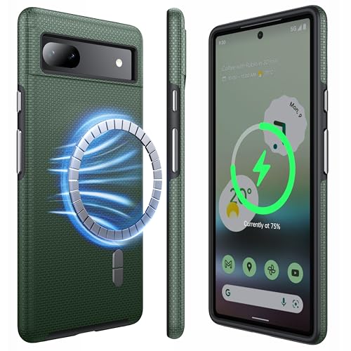 NJROW Starker Magnetisch für Google Pixel 6a Hülle Kompatibel mit MagSafe [2024 Neu] [Dual Layer Schutzhülle] [Militärisch Stoßfest] Robuste Handyhülle für Google Pixel 6a Case Dünn, Waldgrün von NJROW