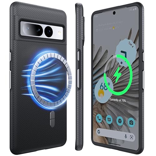 NJROW Starker Magnetisch für Google Pixel 7 Pro Hülle Kompatibel mit MagSafe [2024 Neu] [Dual Layer Schutzhülle] [Militärisch Stoßfest] Robuste Handyhülle für Google Pixel 7 Pro Case Dünn, Schwarz von NJROW
