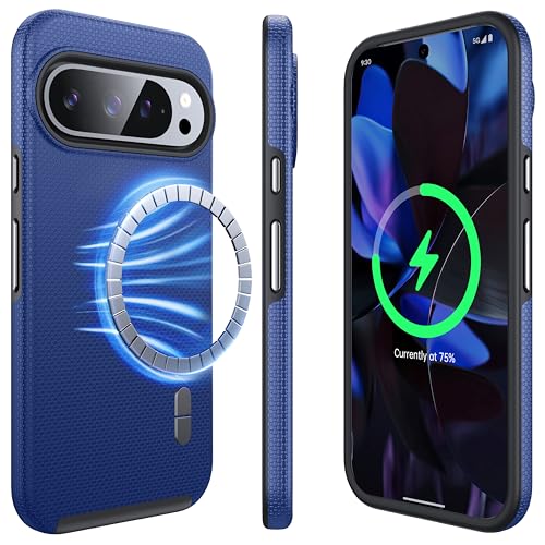 NJROW Starker Magnetisch für Google Pixel 9 Hülle/Pixel 9 Pro Hülle mit MagSafe[2024 Neu] [Dual Layer Schutzhülle][Militärisch Stoßfest] Robuste Handyhülle für Pixel 9 Case/Pixel 9 Pro Case, Blau von NJROW