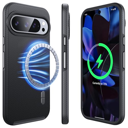 NJROW Starker Magnetisch für Google Pixel 9 Pro XL Hülle mit MagSafe[2024 Neu] [Dual Layer Schutzhülle][Militärisch Stoßfest] Robuste Handyhülle für Pixel 9 Pro XL Case, Schwarz von NJROW