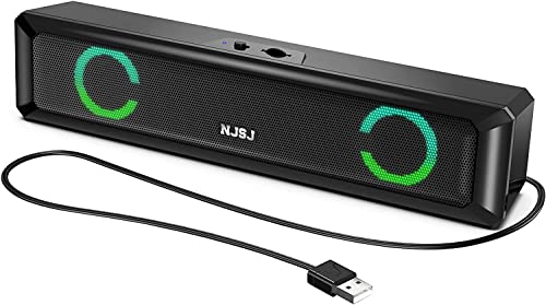 NJSJ USB Computer Lautsprecher, Laptop Externer Lautsprecher mit Stereo Sound, RGB Lichter, Lautstärke, tragbare kleine Computer Soundbar für PCs, Desktop von NJSJ