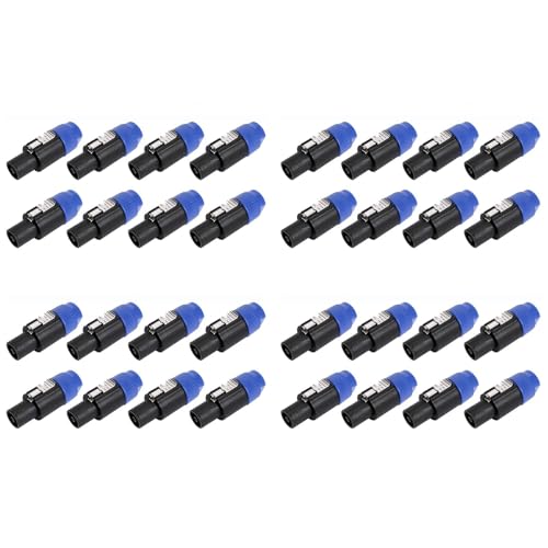 NJTHNTJR 32 Pack Audio Kabel Adapter Stecker, 4 Poliger Audio Lautsprecher Stecker, Drehung Verschluss, Kompatibel mit Speakon NL4FC, NL4FX, NLT4X von NJTHNTJR