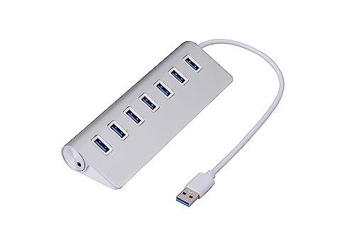 NK 6004181 Dockingstation mit 7 USB-Anschlüssen, 1 USB-Ausgang + 7 Eingänge, Datenübertragung 80-130 MB/s, Eingang DC 5 V, 2 A, mit Rutschfester Unterseite von NK
