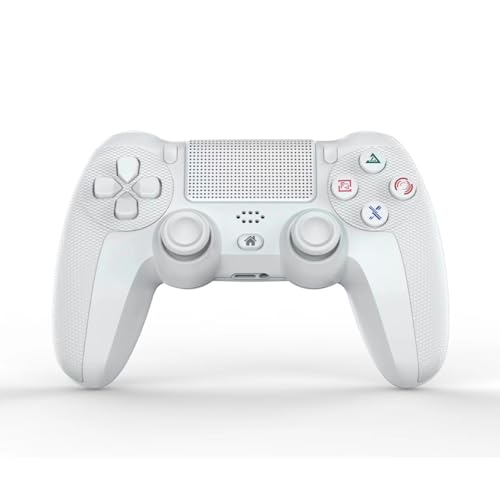 NK Controller für PS4 / PS3 / PC/Handy, kabellos, mit Dualshock, 6-Achsen-Erkennungsfunktion, LED-Licht, Touch-Panel, Kopfhörereingang, Ladekabel im Lieferumfang enthalten, Weiss von NK