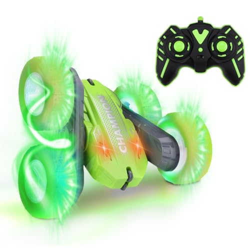 NK Ferngesteuertes Stuntauto für Kinder, 360-Grad-Drehung, LED-Lichter, Gummiräder, 15 x 15 x 6 cm, Fernbedienung inklusive, Batterien enthalten, für Kinder ab 3 Jahren, Grün NK Ferngesteuertes Stuntauto für Kinder, 360-Grad-Drehung, LED-Lichter, Gummiräder, 15 x 15 x 6 cm, Fernbedienung inklusive, Batterien enthalten, für Kinder ab 3 Jahren, Grün von NK