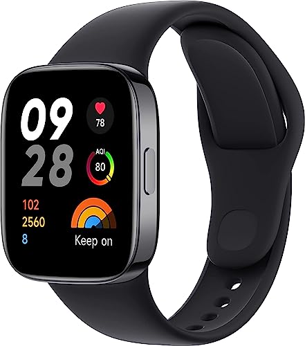 NK Redmi Watch 3, AMOLED-Display, Herzfrequenzmesser, SpO2-Monitor, 121 Sportmodi, 5 ATM, GPS, bis zu 12 Tage Akkulaufzeit, Schwarz von NK