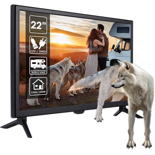 NK TV 12 V-240 V für Wohnmobil und Haus, 56 cm (22 Zoll), Fernbedienung und Zigarettenanzünderadapter, Fernseher 16:9, Multianschluss, USB, HDMI, VGA, AV, TV-Antenne (Auflösung 1.680 x 1.050) von NK