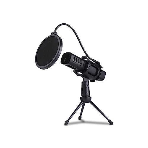 NK USB-Kondensatormikrofon - Mikrofon mit Stativ und Pop-Filter für PC/Mac/PS4-5, Anti-Pop-System, breite Kompatibilität, Plug & Play (Streaming, Podcast, YouTube, Discord), MICROPODCAST von NK