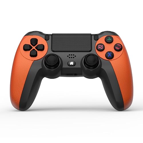 NK Wireless Controller für PS4 / PS3 / PC/Mobile - Wireless Controller mit Vibration, 6-Achsen-Erkennungsfunktion, LED-Licht, Touchpanel, Kopfhörerbuchse, inkl. Ladekabel - Orange von NK