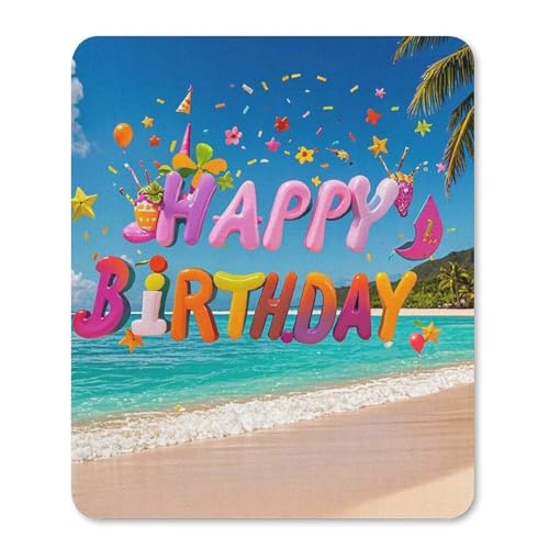 Mauspads mit rutschfester Gummiunterseite, Happy Birthday am Strand, wasserdichtes Gaming-Mauspad für Computer, Gamer, Büro, Zuhause Mauspads mit rutschfester Gummiunterseite, Happy Birthday am Strand, wasserdichtes Gaming-Mauspad für Computer, Gamer, Büro, Zuhause von NKJJSTES