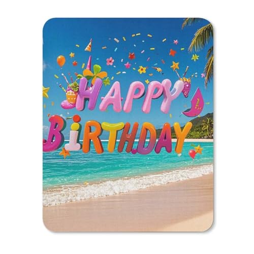 Mauspads mit rutschfester Gummiunterseite, Happy Birthday am Strand, wasserdichtes Gaming-Mauspad für Computer, Gamer, Büro, Zuhause Mauspads mit rutschfester Gummiunterseite, Happy Birthday am Strand, wasserdichtes Gaming-Mauspad für Computer, Gamer, Büro, Zuhause von NKJJSTES