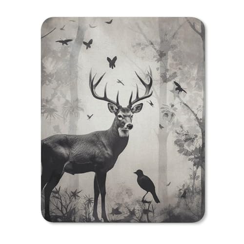 Mauspads mit rutschfester Gummiunterseite, Jagd-Silhouette von Hirsch, wasserdicht, Gaming-Mauspad für Computer, Gamer, Büro, Zuhause Mauspads mit rutschfester Gummiunterseite, Jagd-Silhouette von Hirsch, wasserdicht, Gaming-Mauspad für Computer, Gamer, Büro, Zuhause von NKJJSTES