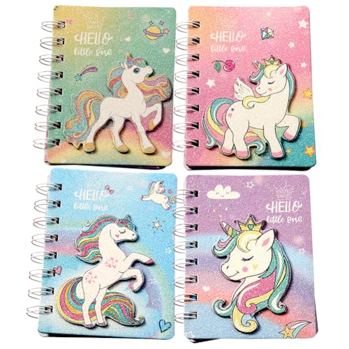 NKVCMBA Notizbücher, 4 pcs Cartoon Einhorn Notizbuch Tagebuch, Büro Eisenspule Notizblock, Nachfüllbares Tagebuch für Frauen Mädchen, liniert Reisende Tagebuchs 12.5 * 8cm NKVCMBA Notizbücher, 4 pcs Cartoon Einhorn Notizbuch Tagebuch, Büro Eisenspule Notizblock, Nachfüllbares Tagebuch für Frauen Mädchen, liniert Reisende Tagebuchs 12.5 * 8cm von NKVCMBA