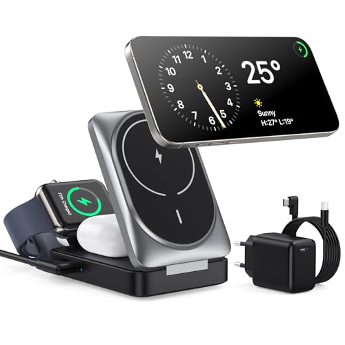 3 in 1 Kabelloses Ladegerät, Induktive Ladestation Qi2 Zertifiziert 15W Wireless Charger Mag-safe Ladestation Faltbarer Magnetische Schnelles Ladeständer für iPhone 16/15/14/13/12 Apple Watch, AirPods 3 in 1 Kabelloses Ladegerät, Induktive Ladestation Qi2 Zertifiziert 15W Wireless Charger Mag-safe Ladestation Faltbarer Magnetische Schnelles Ladeständer für iPhone 16/15/14/13/12 Apple Watch, AirPods von NKVND