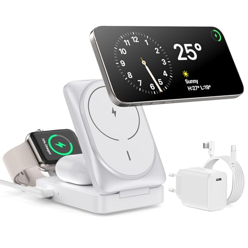 3 in 1 Kabelloses Ladegerät, Induktive Ladestation Qi2 Zertifiziert 15W Wireless Charger Mag-safe Ladestation Faltbarer Magnetische Schnelles Ladeständer für iPhone 16/15/14/13/12 Apple Watch, AirPods 3 in 1 Kabelloses Ladegerät, Induktive Ladestation Qi2 Zertifiziert 15W Wireless Charger Mag-safe Ladestation Faltbarer Magnetische Schnelles Ladeständer für iPhone 16/15/14/13/12 Apple Watch, AirPods von NKVND