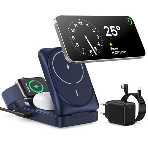 3 in 1 Kabelloses Ladegerät, Induktive Ladestation Qi2 Zertifiziert 15W Wireless Charger Mag-safe Ladestation Faltbarer Magnetische Schnelles Ladeständer für iPhone 16/15/14/13/12 Apple Watch, AirPods 3 in 1 Kabelloses Ladegerät, Induktive Ladestation Qi2 Zertifiziert 15W Wireless Charger Mag-safe Ladestation Faltbarer Magnetische Schnelles Ladeständer für iPhone 16/15/14/13/12 Apple Watch, AirPods von NKVND