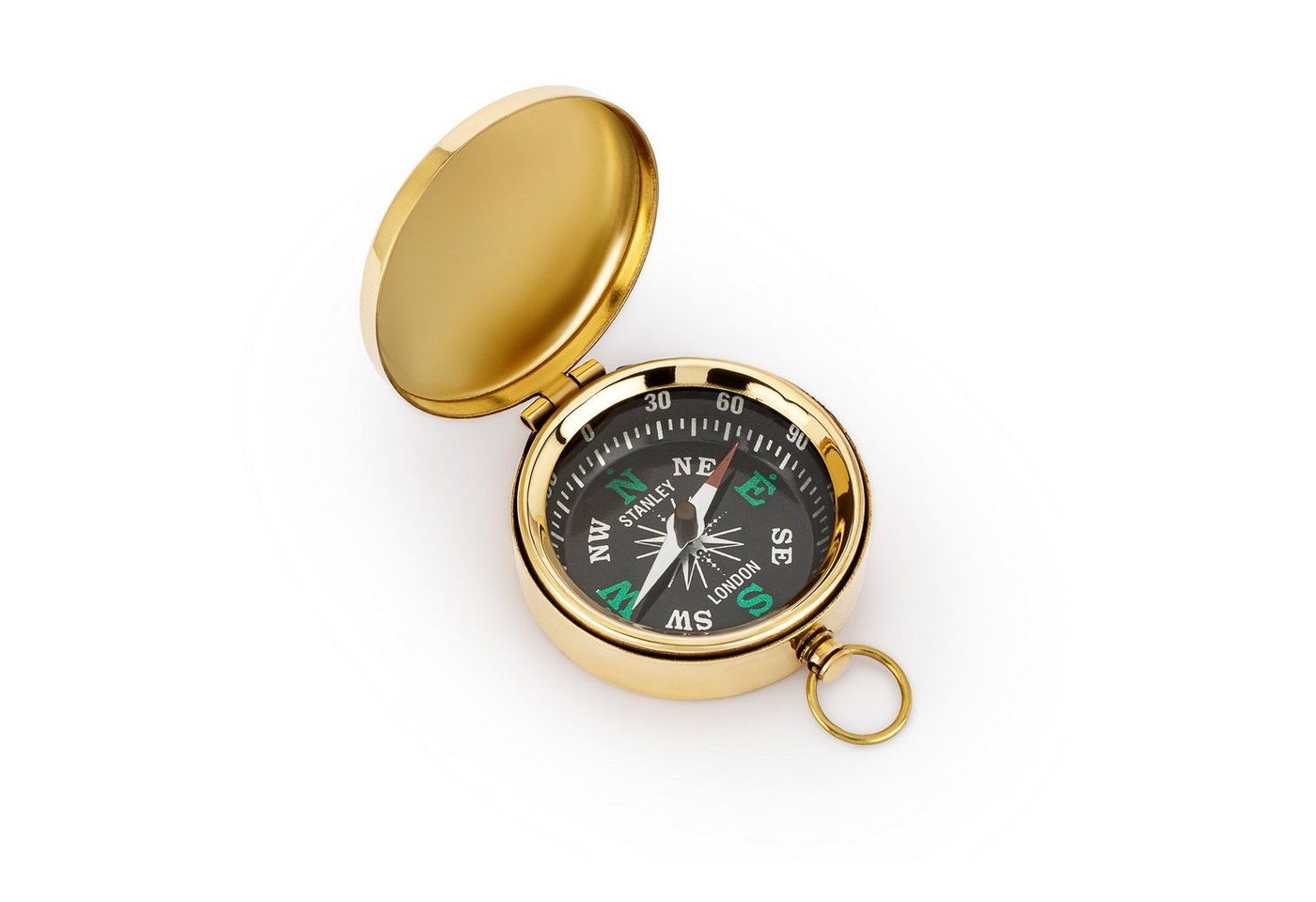 NKlaus Kompass Maritim Kompass 4,5cm mit Deckel und Ring aus Messing gold Taschenkomp von NKlaus