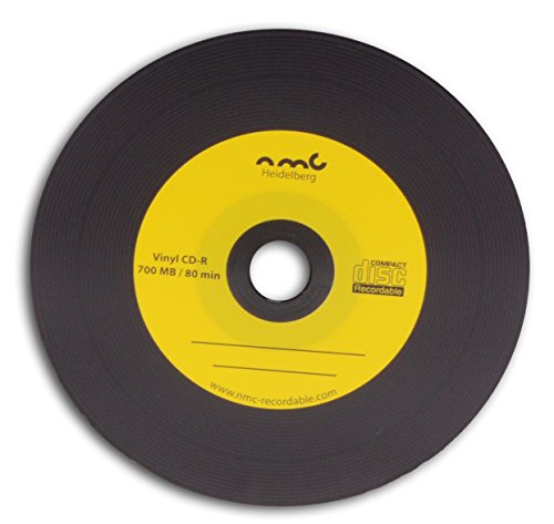 25 Vinyl CD-R NMC Gelb Carbon Dye komplett Schwarze Rückseite CD-Rohling 700MB von NMC