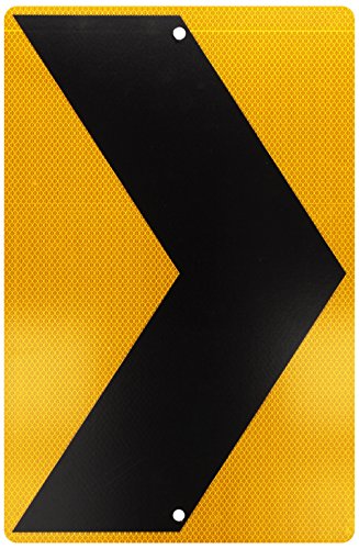 NMC TM161K Chevron Traffic Pfeil Schild – 30,5 x 45,7 cm Robustes reflektierendes Aluminium-Sicherheitsschild mit schwarzer Grafik auf gelber Basis von NMC