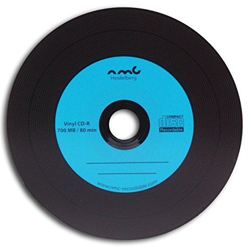 Vinyl CD-R NMC Blau Carbon Dye komplett Schwarze Rückseite CD-Rohling 700MB 25 Stück von NMC