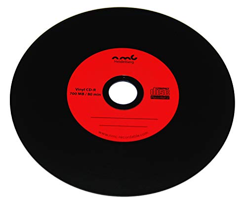 Vinyl CD-R NMC Rot Carbon Dye komplett Schwarze Rückseite CD-Rohling 700MB 25 Stück von NMC
