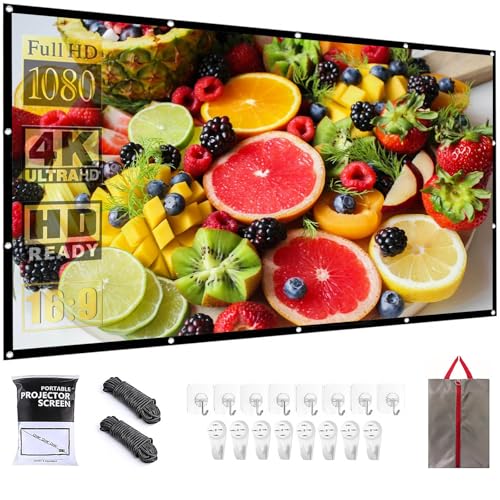 Projektor-Leinwand, tragbar, für drinnen und draußen, 4K 16:9 HD, faltbar, faltenfrei, 1,1 Gewinn, 160°-Ansicht, unterstützt Vorder- und Rückprojektion mit 16 klebrigen Haken und 8 Nagelhaken (183 cm) Projektor-Leinwand, tragbar, für drinnen und draußen, 4K 16:9 HD, faltbar, faltenfrei, 1,1 Gewinn, 160°-Ansicht, unterstützt Vorder- und Rückprojektion mit 16 klebrigen Haken und 8 Nagelhaken (183 cm) von NMEPLAD