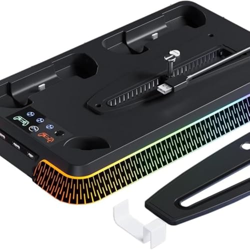 Vertikaler Ständer für PS5 Pro und für Slim mit Lüfter, Dual-Controller-Ladestation, platzsparendes Design, ABS-Konstruktion, Bietet Stabilität und Wärmeableitung Stand, 36 x 22 x 4,5 cm (BLACK) Vertikaler Ständer für PS5 Pro und für Slim mit Lüfter, Dual-Controller-Ladestation, platzsparendes Design, ABS-Konstruktion, Bietet Stabilität und Wärmeableitung Stand, 36 x 22 x 4,5 cm (BLACK) von NMJHEVX