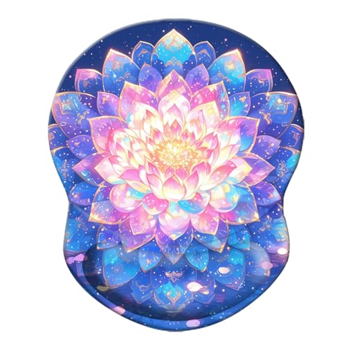 Mauspad mit Handgelenkstütze, rutschfeste Gummiunterseite, Handgelenkauflage, 22,2 x 19,5 cm, kleines Desktop-Notebook-Mauspad für Zuhause, Büro, Computer, Laptop (schönes Mandala-Handgelenk) von NNAKAPAKA