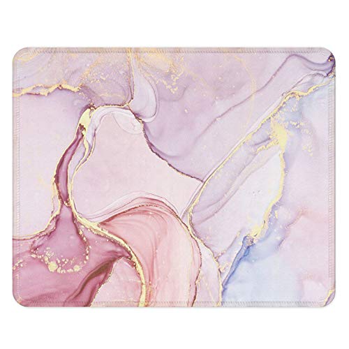 NNAKAPAKA Anti-Rutsch-Mauspad Gummi Quadratisches Mousepad Desktop-Notebook Computer-Mausmatte zum Arbeiten und Spielen 260X210mm mit genähter Kante (Brilliant Pink Marble Square) von NNAKAPAKA