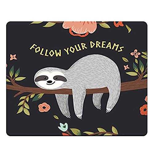 NNAKAPAKA Anti-Rutsch-Mauspad Gummi Quadratisches Mousepad Desktop-Notebook Computer-Mausmatte zum Arbeiten und Spielen 260X210mm mit genähter Kante (Faultier Sloth Square) von NNAKAPAKA