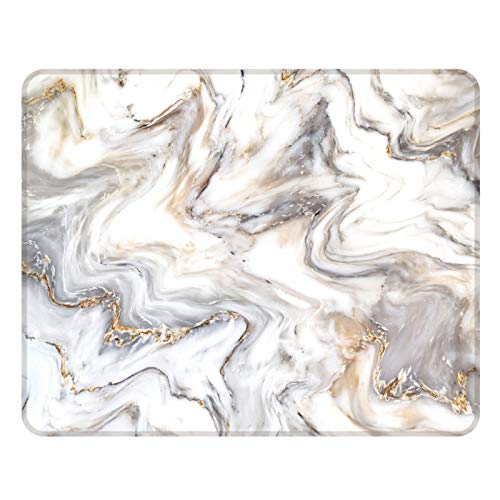 NNAKAPAKA Anti-Rutsch-Mauspad Gummi Quadratisches Mousepad Desktop-Notebook Computer-Mausmatte zum Arbeiten und Spielen 260X210mm mit genähter Kante (Gray Marble Square) von NNAKAPAKA