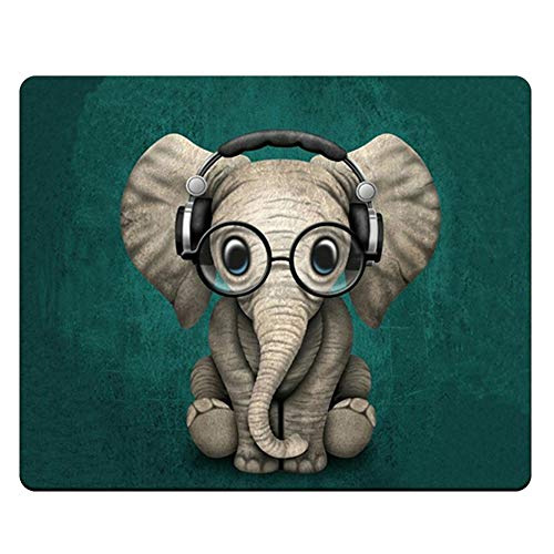 NNAKAPAKA Anti-Rutsch-Mauspad Gummi Quadratisches Mousepad Desktop-Notebook Computer-Mausmatte zum Arbeiten und Spielen 260X210mm mit genähter Kante (Grüner Elefant Green Elephant Square) von NNAKAPAKA