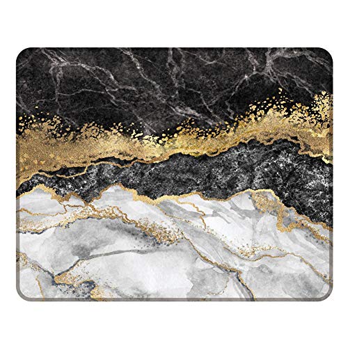 NNAKAPAKA Anti-Rutsch-Mauspad Gummi Quadratisches Mousepad Desktop-Notebook Computer-Mausmatte zum Arbeiten und Spielen 260X210mm mit genähter Kante (Marble Black White Square) von NNAKAPAKA