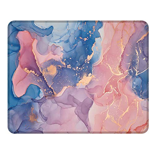 NNAKAPAKA Anti-Rutsch-Mauspad Gummi Quadratisches Mousepad Desktop-Notebook Computer-Mausmatte zum Arbeiten und Spielen 260X210mm mit genähter Kante (Marble Flash Pink Square) von NNAKAPAKA