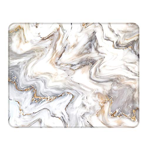 NNAKAPAKA Anti-Rutsch-Mauspad Gummi Quadratisches Mousepad Desktop-Notebook Computer-Mausmatte zum Arbeiten und Spielen 260X210mm mit genähter Kante (Marble Grey Square) von NNAKAPAKA