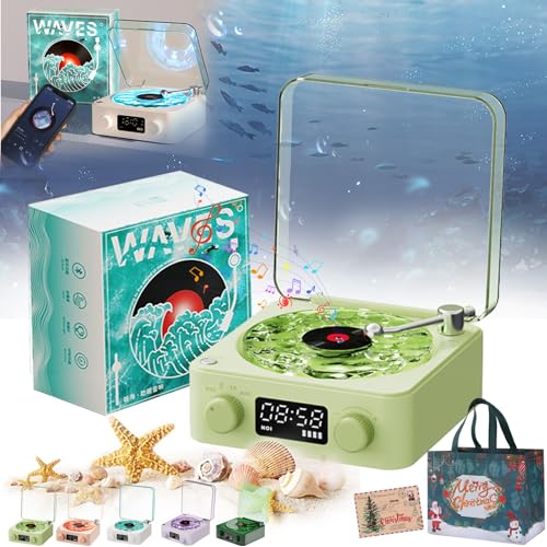 NNBWLMAEE Lumena Lamp Record Player, Aquavinyl Waves Mini Speaker, The Waves Vintage Vinyl Record Player, 4 Modes, 5 Colors with Adjustable Ambient Lighting (Green) von NNBWLMAEE