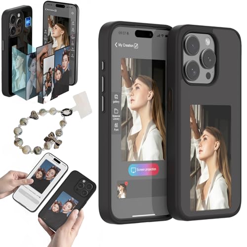 NNBWLMAEE E Ink Phone Case, Smart Ink Phone Case, Smart Ink Screen Phone Case, Long-Lasting Imaging Display Photos, Smart NFC Phone Case for iPhone 13/14/15/Pro/Pro Max (Black, for iPhone15 Pro Max) von NNBWLMAEE