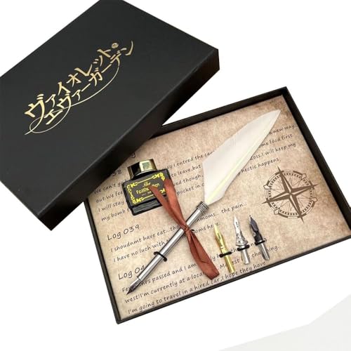 NOAFUNZO Violet Evergarden Federstift Vintage Füllfederhalter Feder Dip Pen Tinte Ersatzspitzen Schreibwaren Set Personalisierte Geschenke für Anime Fans von NOAFUNZO