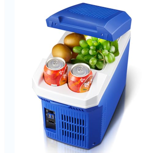 NOALED 8L Autokühlschrank Heizbox Tragbarer Kühlschrank DC12V Kleiner Kühlschrank mit Gefrierfach Autokühlschrank, für Auto, Zuhause, Grau (Blau) von NOALED