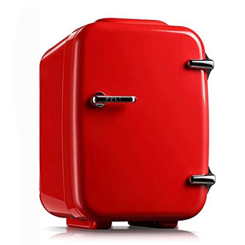 NOALED Mini-Kühlschrank, 10 l, kompakter Kühlschrank mit umkehrbarer Tür, doppelter Verwendungszweck, kleiner kosmetischer Kühlschrank für Schlafzimmer, Büro, Auto, Wohnheim – Rot von NOALED