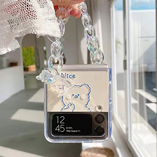 Acryl Handgelenk Kette Klar Flip Case Für Samsung Galaxy Z Flip 3 4 Silikon Schutzhülle,A,Für Z Flip 4 von NOBAA