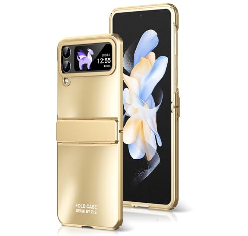 Für Samsung Galaxy Z Flip 4 ZFlip 3 Hülle Galvanisieren Mattes Scharnier All-Inclusive stoßfeste Harte Rückseitenabdeckung, Gold, Für Z Flip 4 von NOBAA