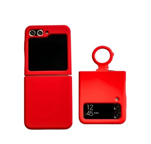 Hülle Neon Liquid Silicone Phone Cases Cover für Samsung Galaxy Z Flip 3 Zflip 4 5 Candy Color Matte Cases, rot, für Z Flip 3 von NOBAA